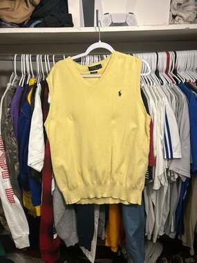 Polo Ralph Lauren Yellow Pima Cotton V-Neck Sweater Vest
